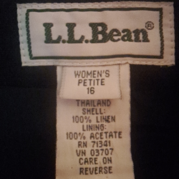 LL Bean Linen Blazer Navy Blue 16 Petite Classic 3 Button Style w/ Pockets 🌟 - Picture 4 of 5
